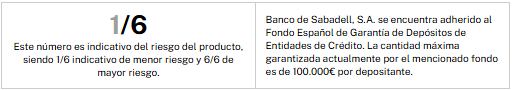 Indicador de riesgo de Banco Sabadell